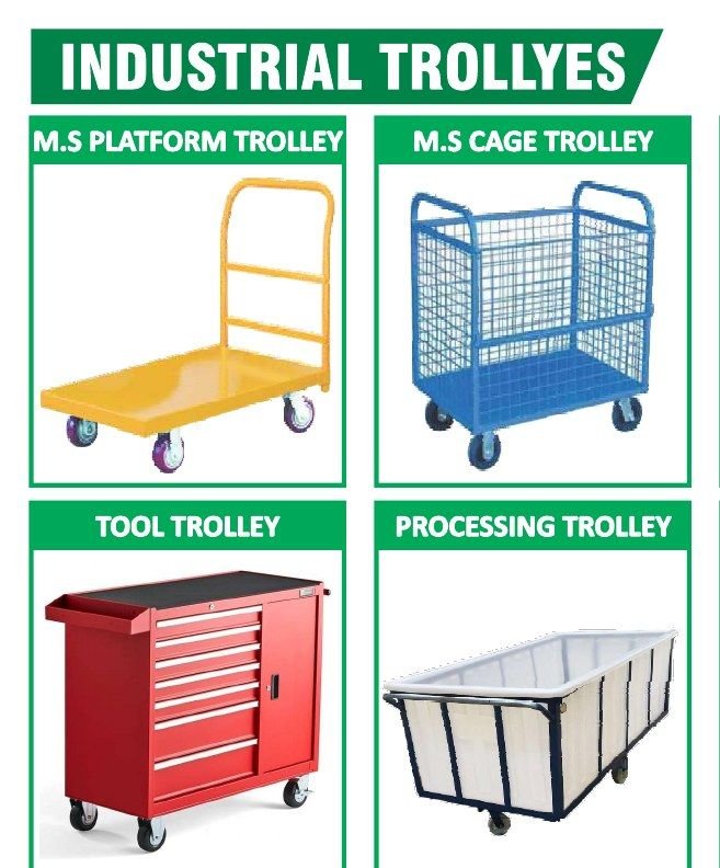Platform, cage, tool and processing trolleys